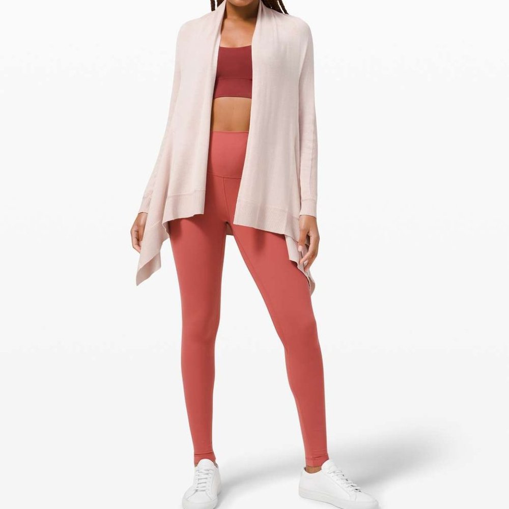 Lululemon Cashlu Wrap Cashmere Blend Cardigan Sweater in Pink Bliss NWT Size M/L